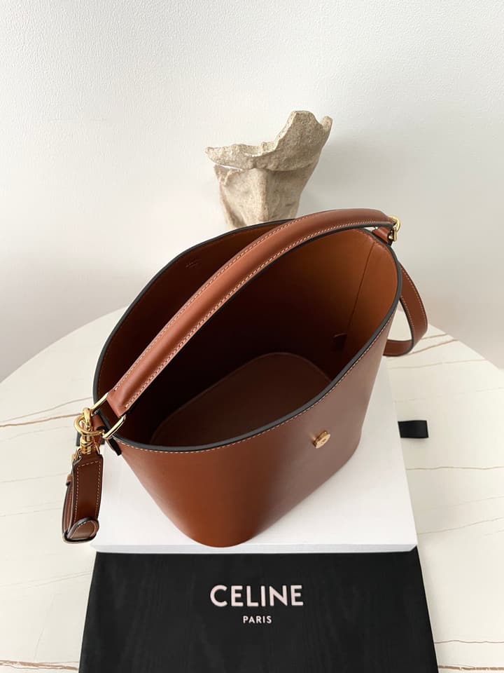 Celine Louise Triomphe Bucket Bag in Black