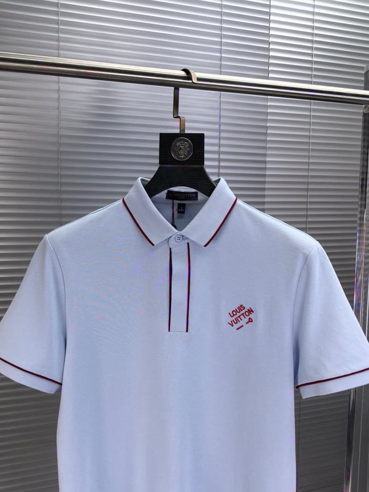 Louis Vuitton Embroidered Logo Pique Cotton Polo Shirt – Spring/Summer Collection – 2026 in Light Blue