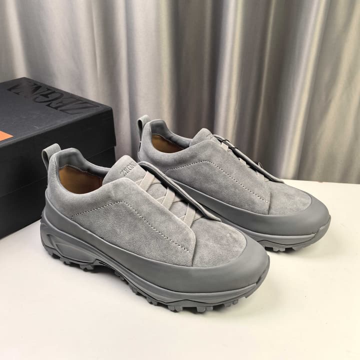 Ermenegildo Zegna Triple Stitch™ Monte Luxury Casual Shoes in Black Leather
