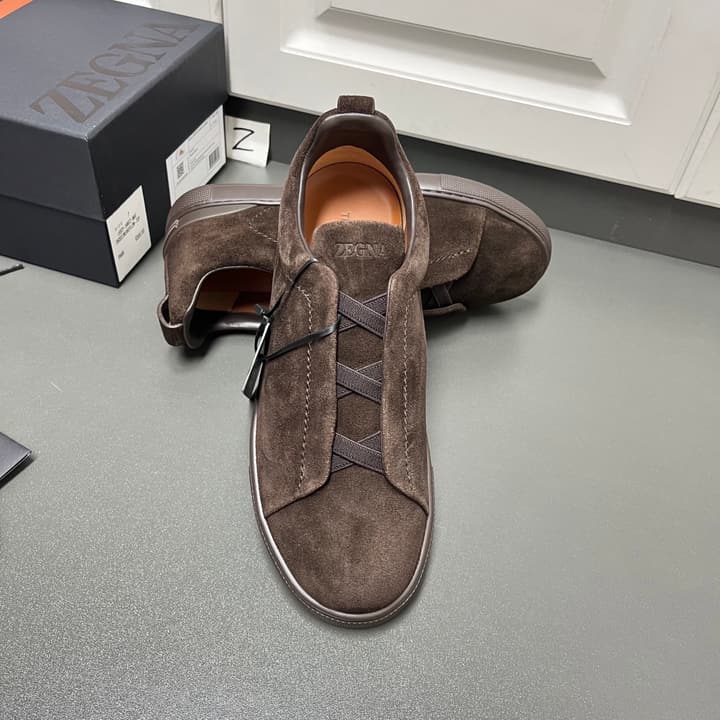 Zegna Triple Stitch Suede Low-Top Sneakers