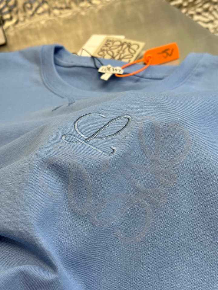 Loewe Anagram Embroidered Cotton T-Shirt in Sage Green