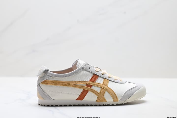 Onitsuka Tiger Mexico 66 NIPPON MADE Sneakers in Cream With Gold And Orange Stripes