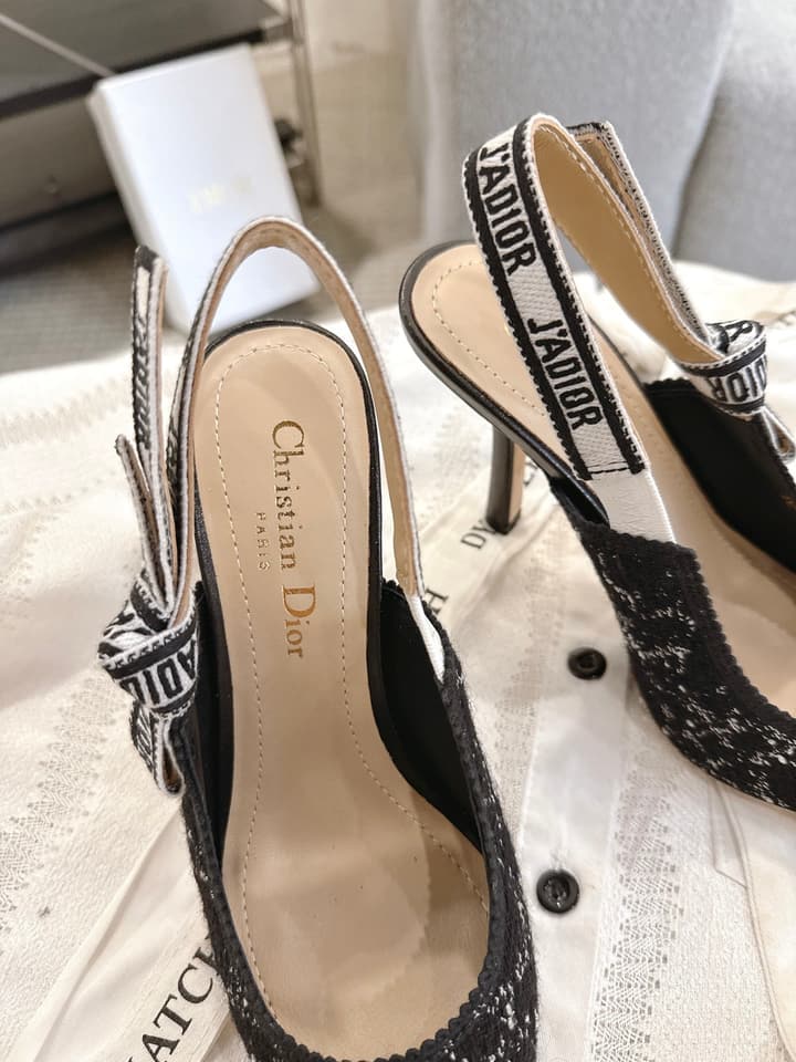 Dior J'Adior Patent Leather Kitten Heel Sandals in Classic Black Smooth Leather
