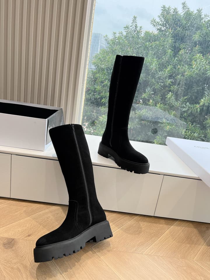 Celine Triomphe Knee-High Boots – 2023 Autumn/Winter Collection in Black