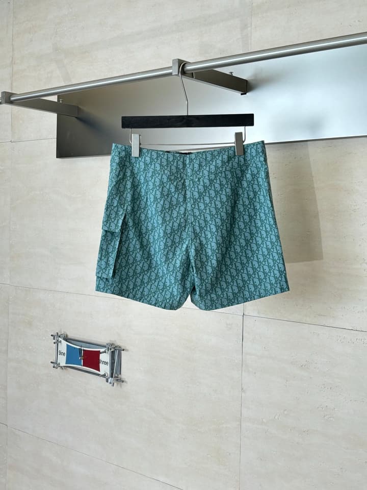Dior Oblique Print Beach Shorts – Spring/Summer Collection – 25SS in Light Blue Oblique