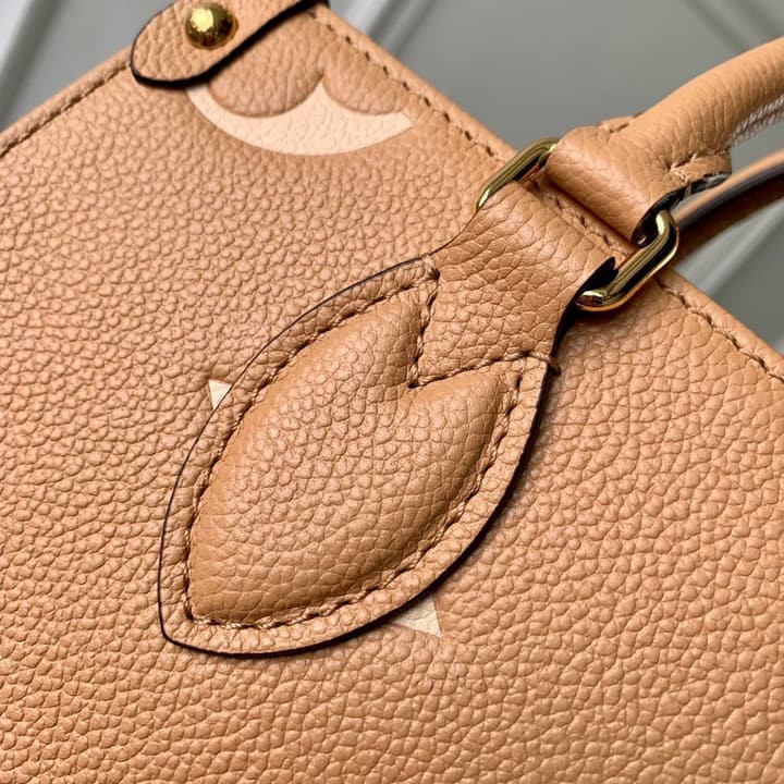Louis Vuitton OnTheGo Small Tote Bag in Light Tan Embossed Monogram