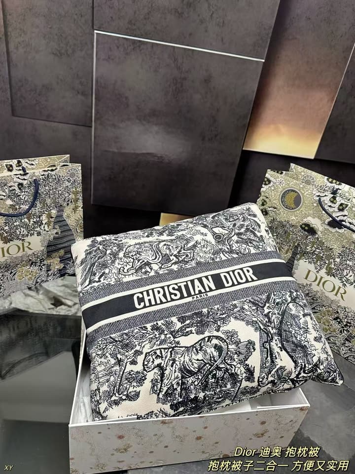 Dior Pillow Blanket Cushion in Black And White Oblique