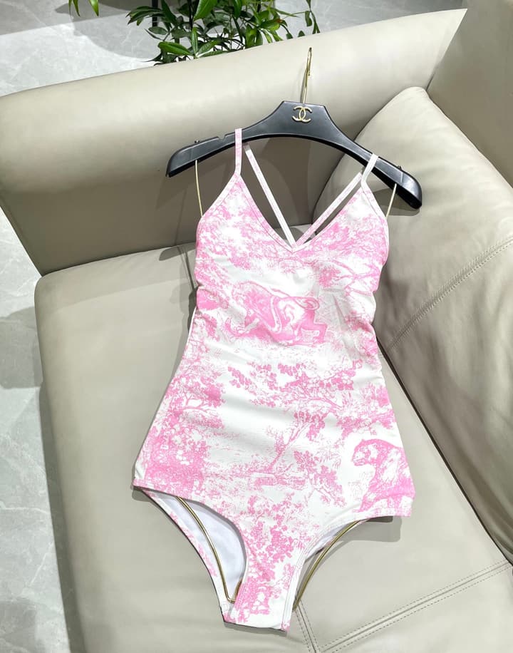 Dior Backless One-Piece Swimsuit in Light Blue Tie-dye Pattern
