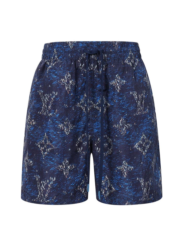 Louis Vuitton Monogram Print Beach Drawstring Shorts – 25SS in Navy Monogram Print