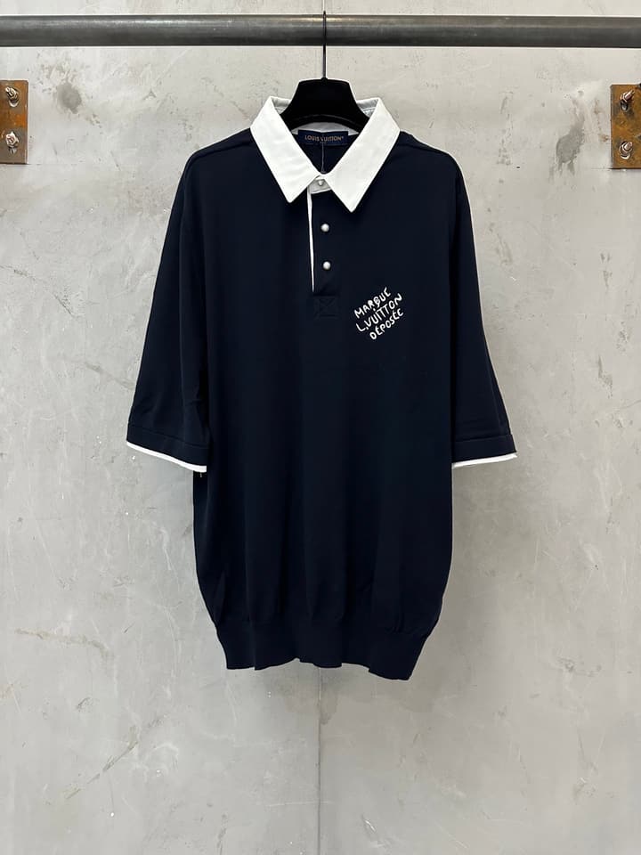 Louis Vuitton Button Pullover Polo Shirt – 24SS in Navy Blue