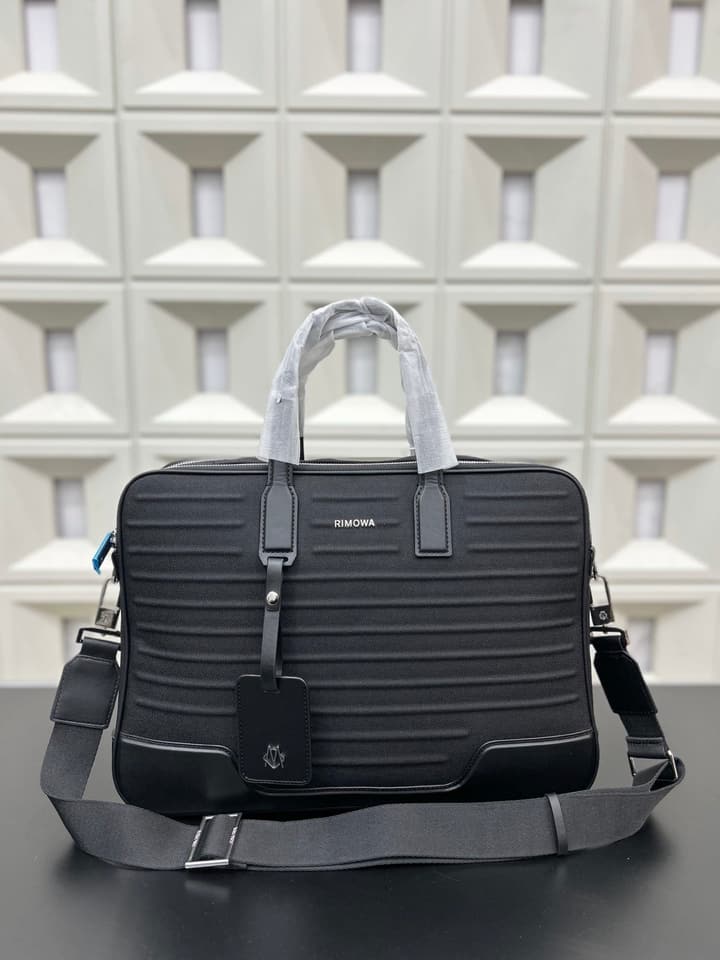 RIMOWA Never Still Canvas and Leather Briefcase in Black Canvas Briefcase