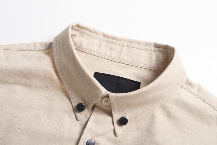 Prada Linen-Cotton Triangle Logo Long-Sleeve Shirt – 25SS in Beige