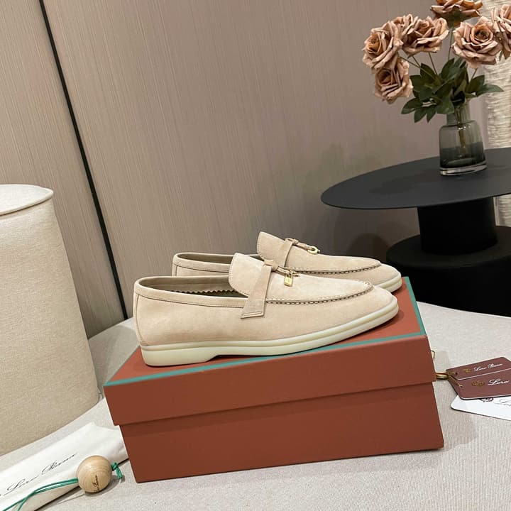 Loro Piana Summer Charms Walk Moccasin Loafers in Black Leather