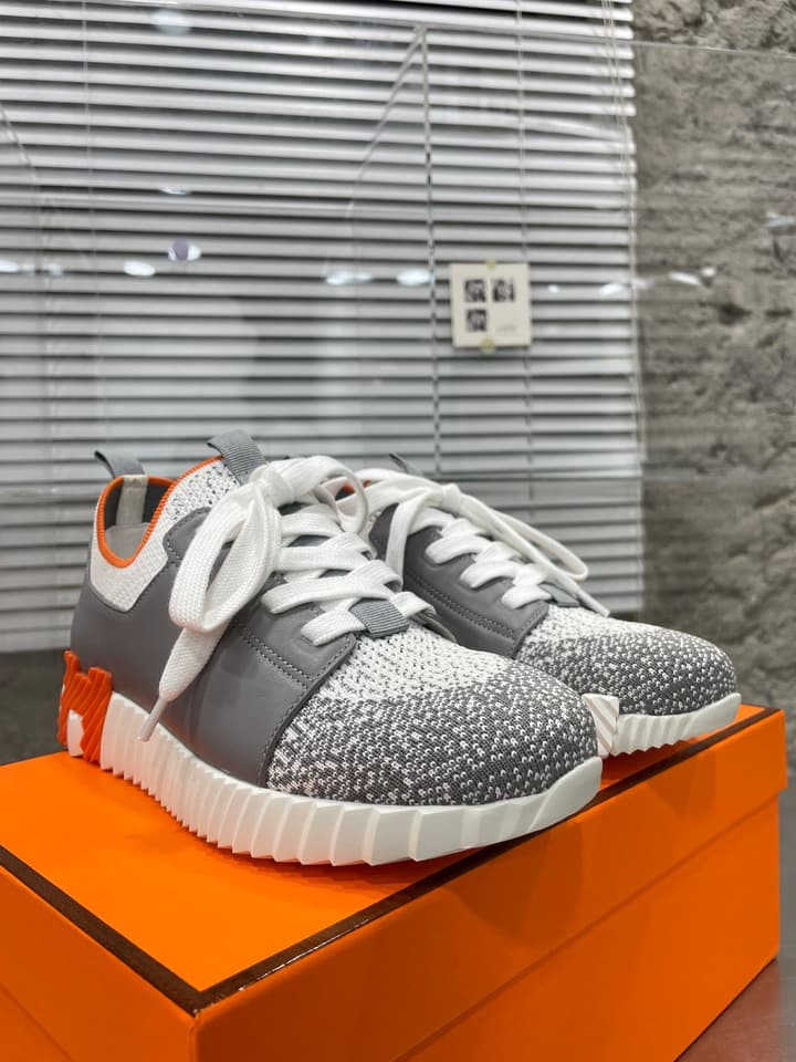Hermès Sport Sneakers – Iconic Orange Edge in Black Knit With Black Laces