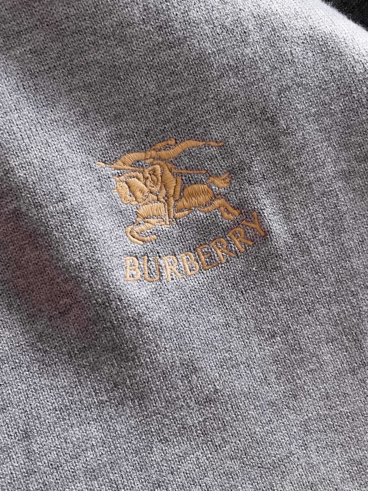 Burberry Half-Zip Wool Blend Sweater in Black Logo