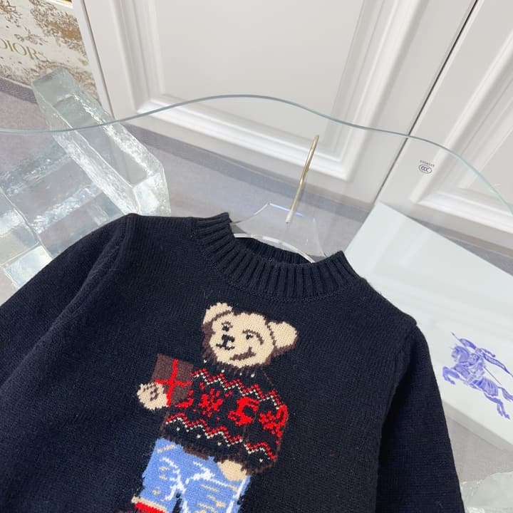 Ralph Lauren Kids Knitted Sweater – Kids Collection in Dark Navy Bear Sweater