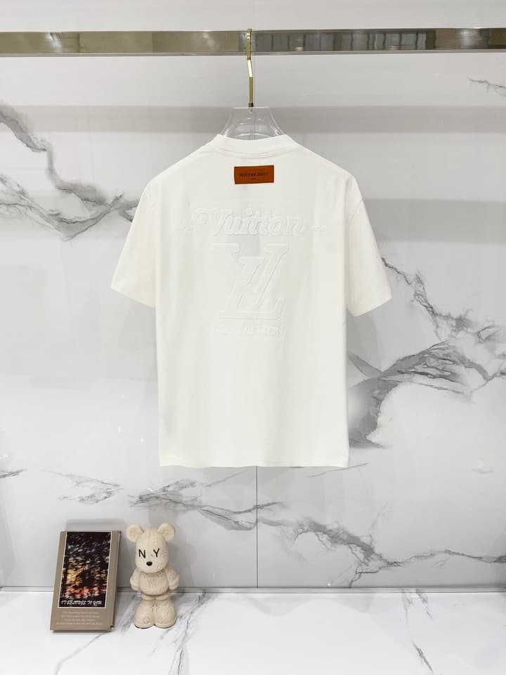 Louis Vuitton Washed Cotton Logo Embroidery T-Shirt in Black