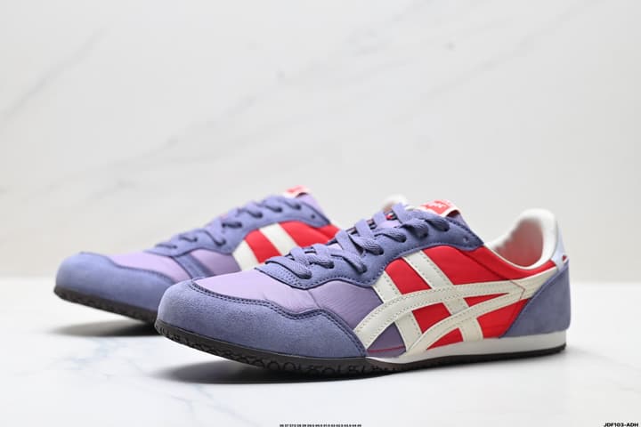 Onitsuka Tiger Serrano Nylon Retro Sneakers in Blue With White Stripes