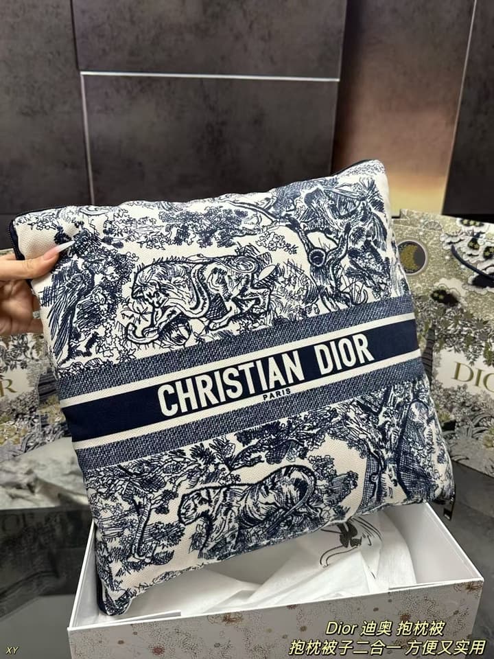 Dior Pillow Blanket Cushion in Black And White Oblique