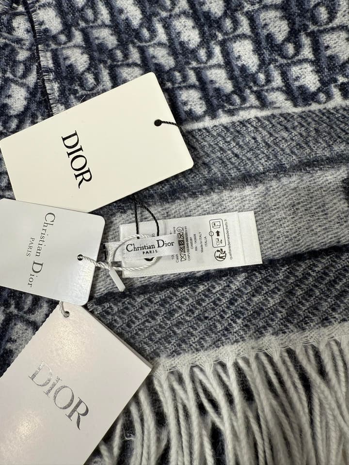 Dior Oblique Cashmere Scarf – 2025 in Grey