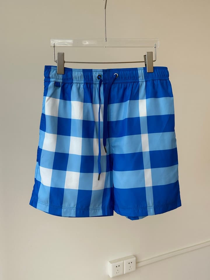 Burberry Plaid Drawstring Swim Trunks – Summer Collection in Beige