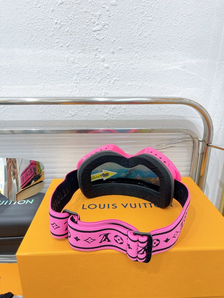 Louis Vuitton Ski Goggles in Blue Iridescent Lens With Red Frame