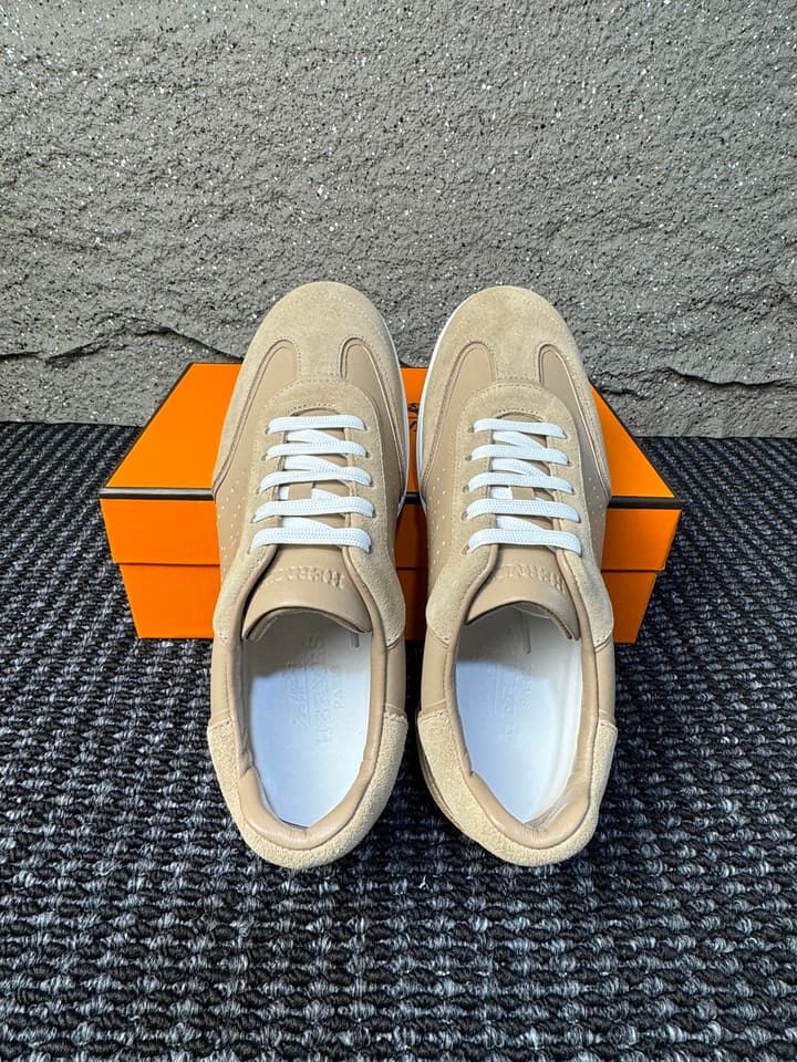 Hermès Laser-Punched H Nappa Calfskin Sneakers in Black