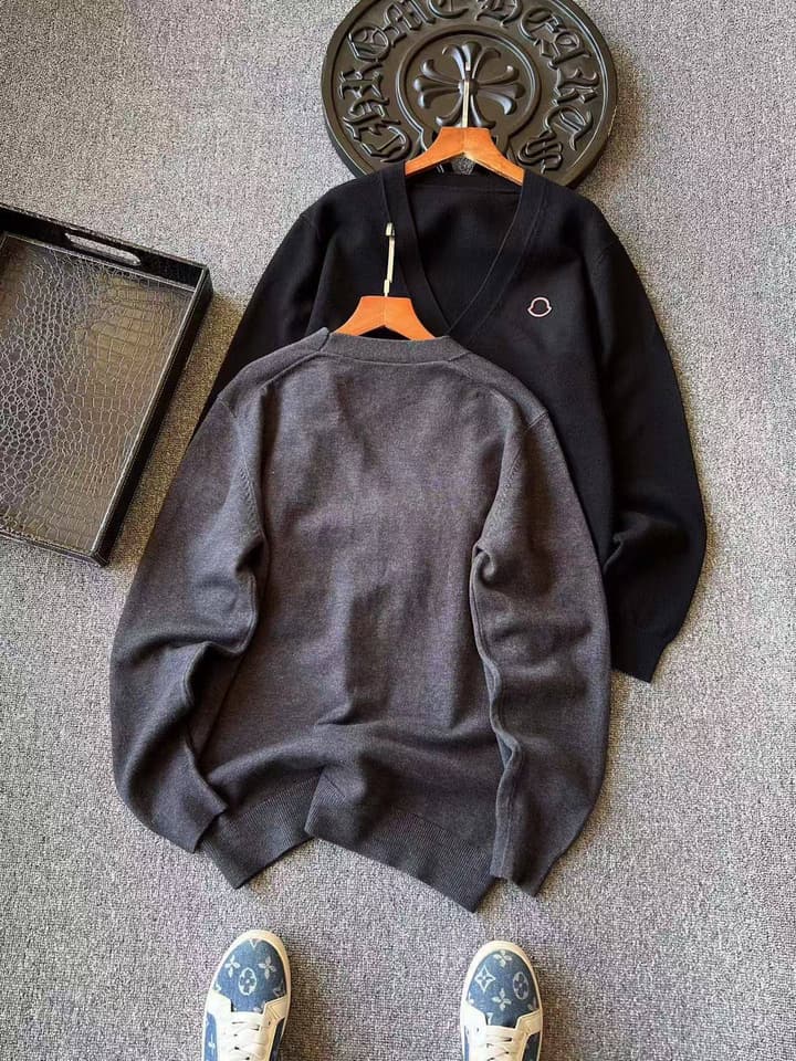 Moncler Merino Wool Knitted Cardigan in Black