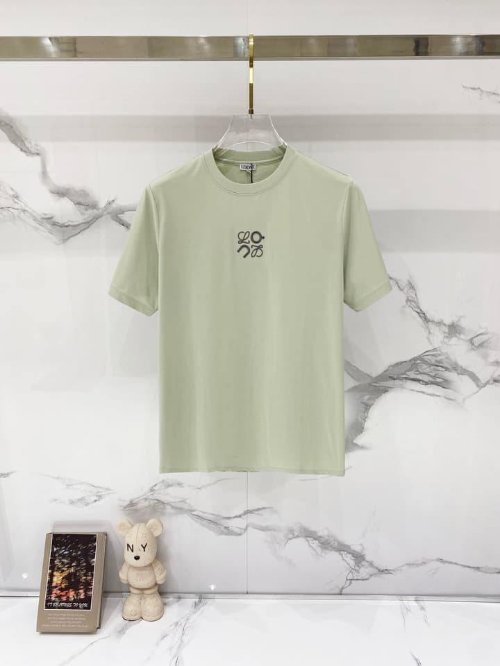 Loewe Mercerized Cotton Embroidered Logo T-Shirt in Black