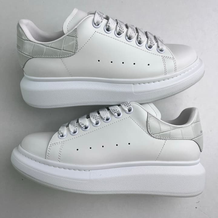Alexander McQueen Oversized Platform Sneakers in All White Textured