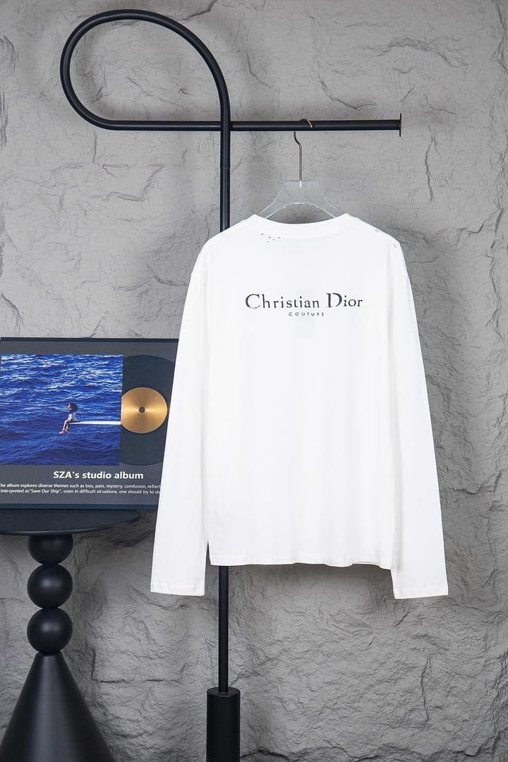 Dior Classic English Letter Long Sleeve T-Shirt in Black