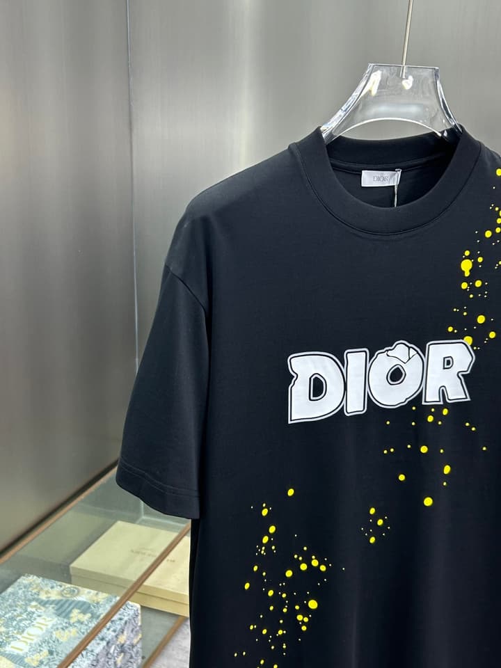 Dior 3D Logo High-Count Cotton T-Shirt – 2026SS in Black With Blue Graffiti Logo