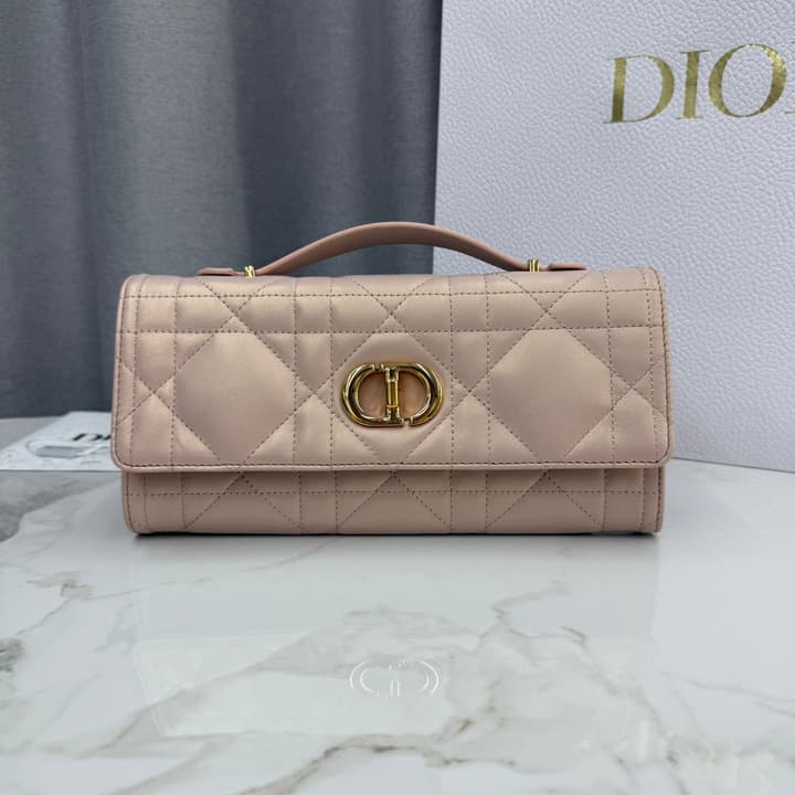 Dior Miss Caro Top Handle Clutch Bag – 2025 Early Spring Collection in Pearlescent Light Pink