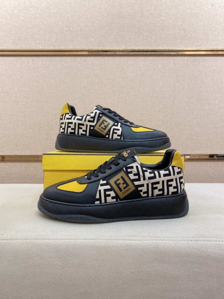 Fendi Calfskin Leather Loafers in Navy White Monogram