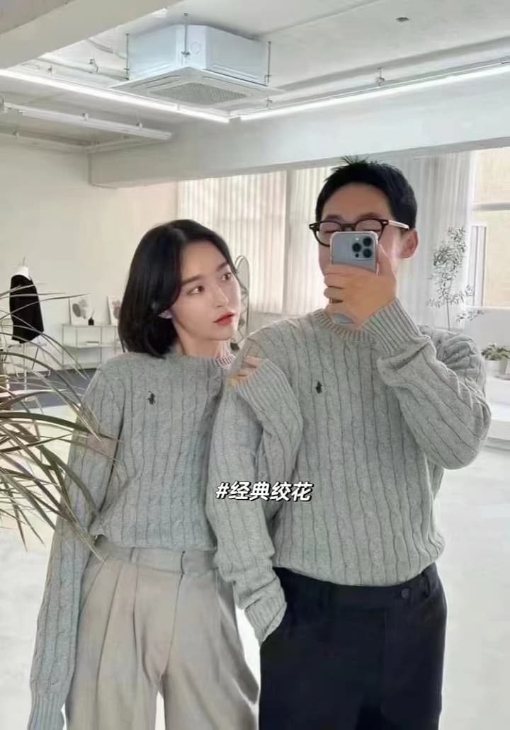 Ralph Lauren Cable Knit Crewneck Sweater in Black