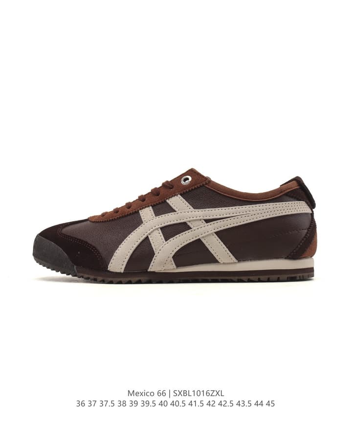 Onitsuka Tiger Mexico 66 Classic Retro Sneakers in Cream With Black Stripes