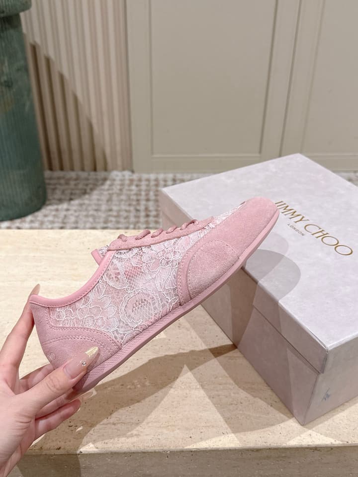 Jimmy Choo Diamond Lace Sneakers in Black Lace