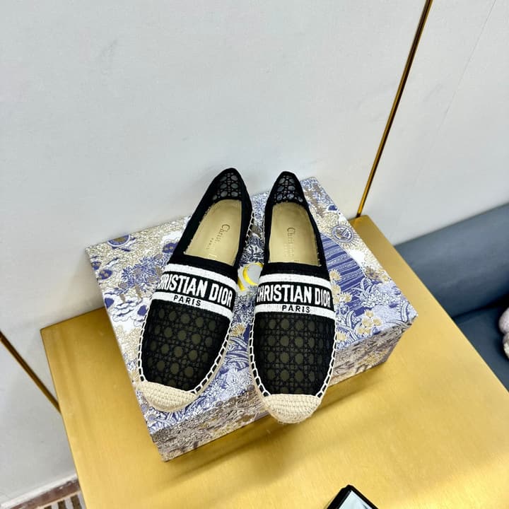 Dior Granville Embroidered Espadrille Flats in Beige/brown Oblique Pattern