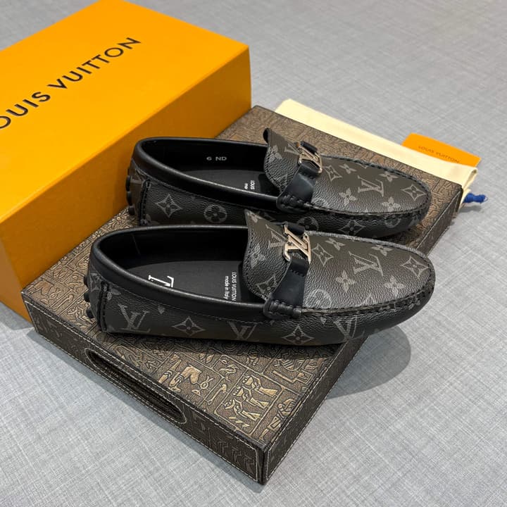 Louis Vuitton Men's Monogram Driving Shoes in Black