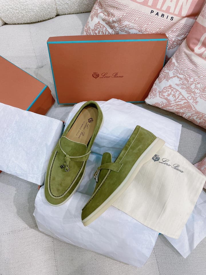 Loro Piana Glossy Cashmere Loafers in Blush Pink Suede