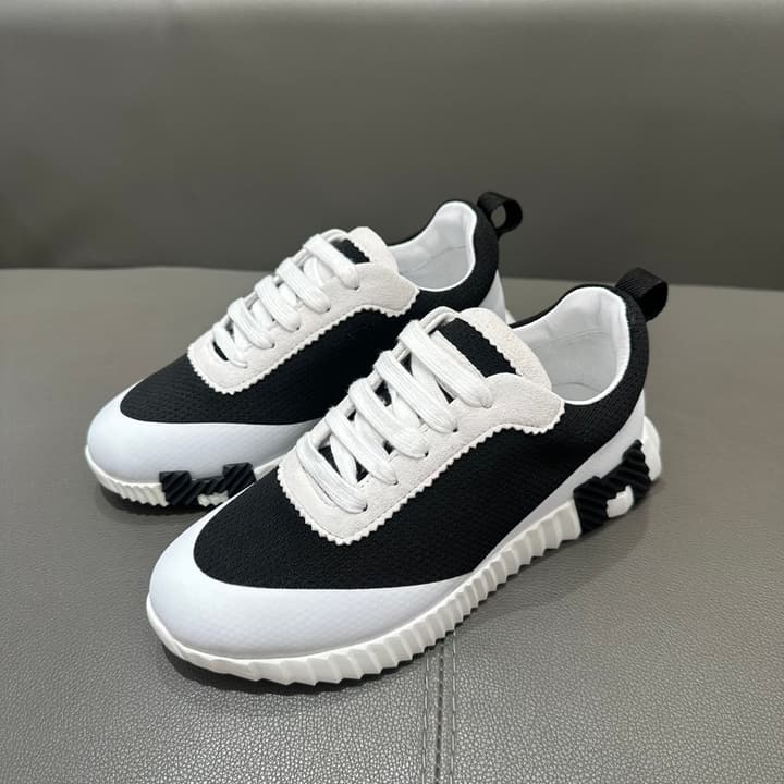 Hermès Bouncing Tech Mesh Sneakers in Black And White