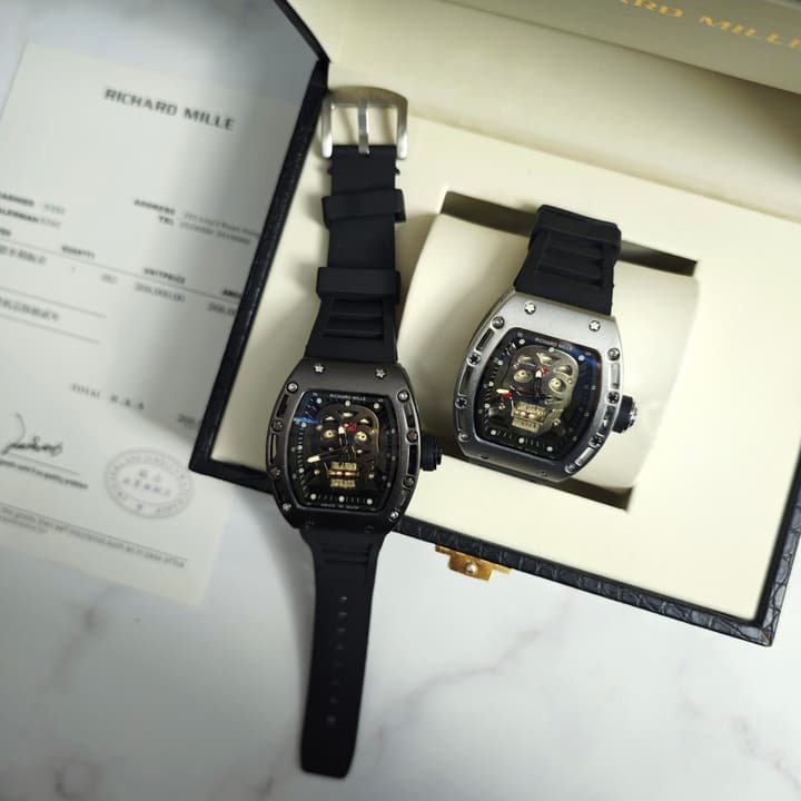 Richard Mille RM052 Series Skeleton Skull Automatic Quartz Watch in Gunmetal Tone