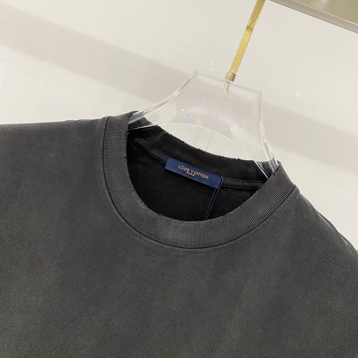 Louis Vuitton Washed Retro Distressed Logo T-Shirt in Black