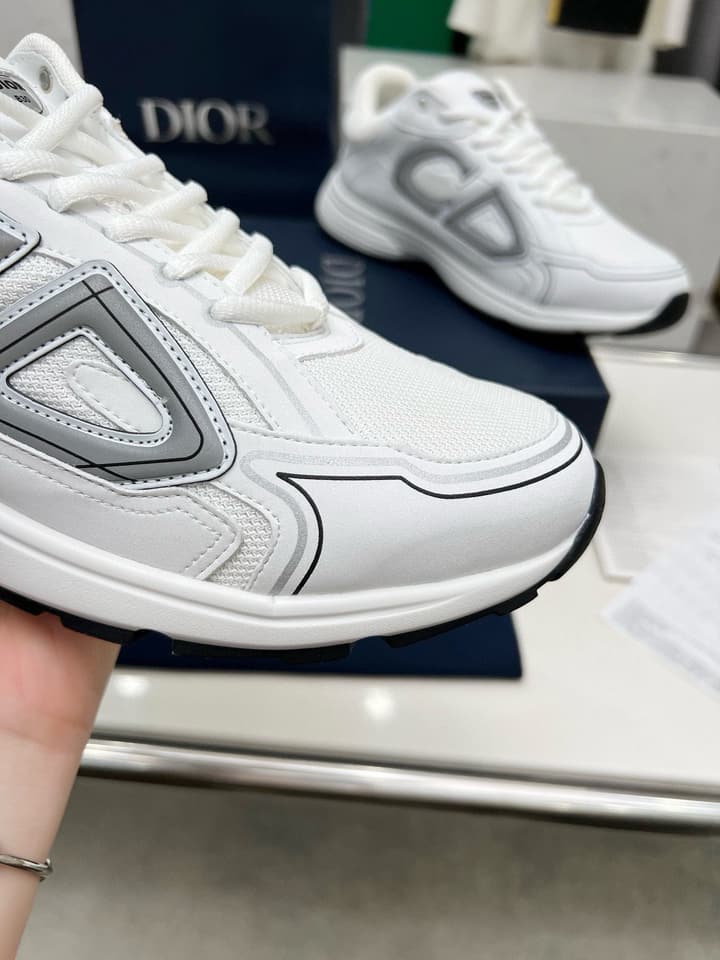 Dior B30 Unisex Mesh and Leather Sneakers in Navy Blue And Grey