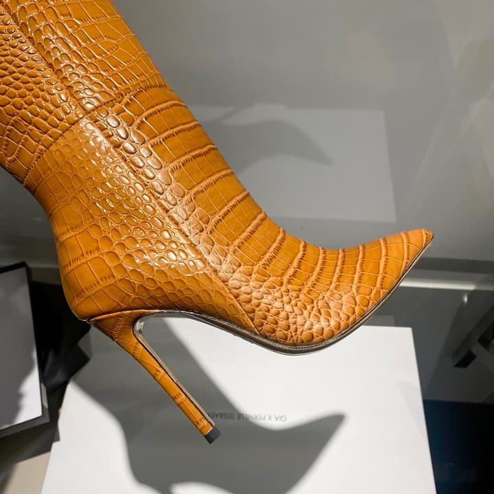 Paris Texas Crocodile Embossed Knee-High Boots – 2022 FW in Black Croc Embossed