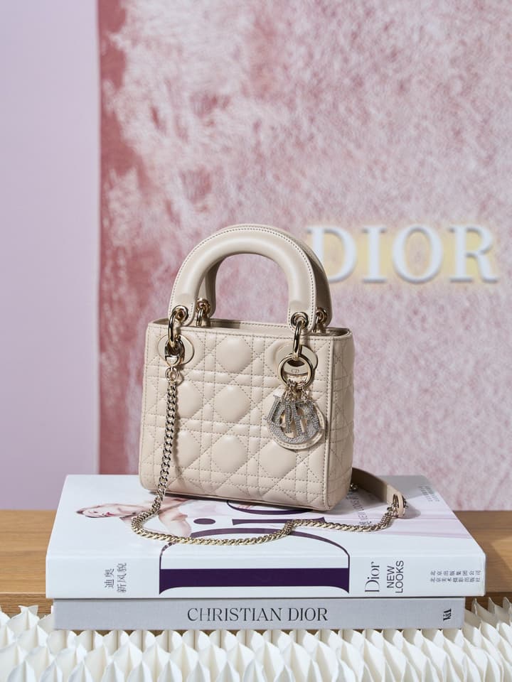 Dior Classic Lady Lambskin Handbag in Blush Pink