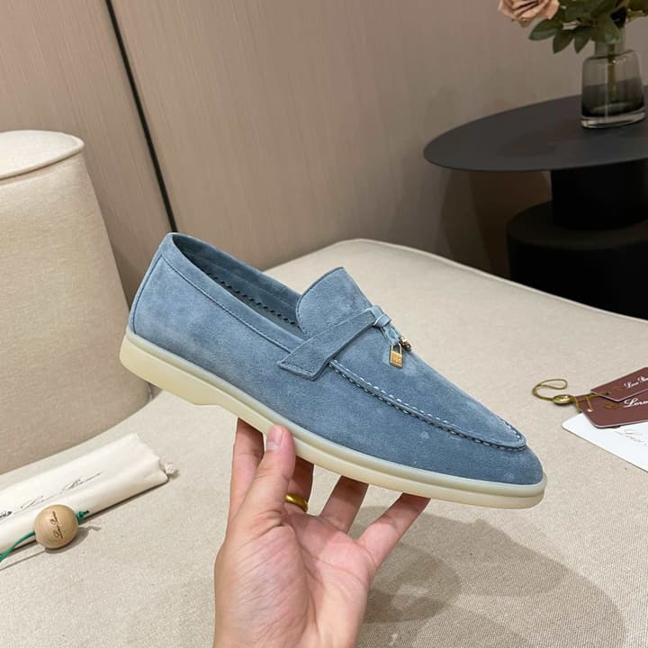 Loro Piana Summer Charms Walk Moccasin Loafers in Bright Orange Leather
