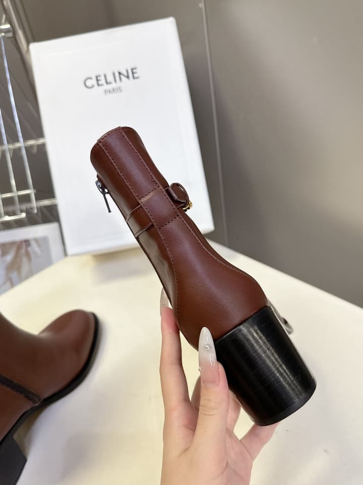 Celine Retro Triomphe Chunky Heel Ankle Boots – Autumn/Winter in Classic Black