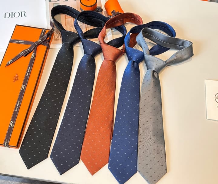 Hermès Men's Silk Tie in Burnt Orange Brown