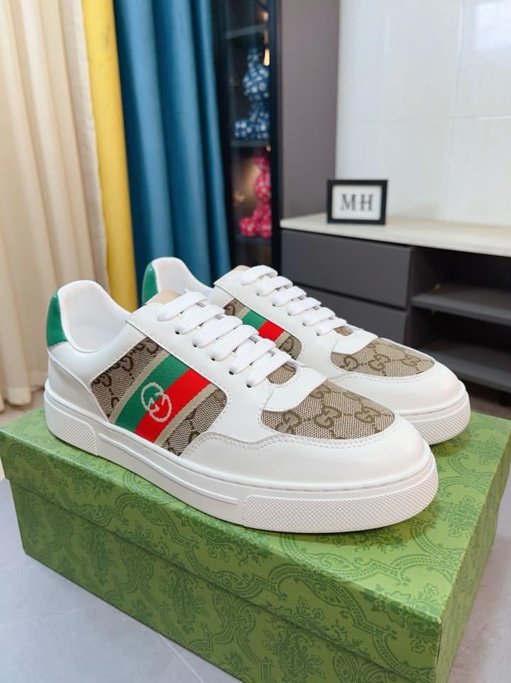 Gucci New Season Casual Fashion Sneakers in Black With Web Stripe